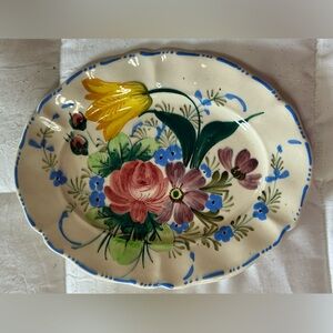 Majolica Italian Vintage Nove Rose faience Plate hand painted Italy floral